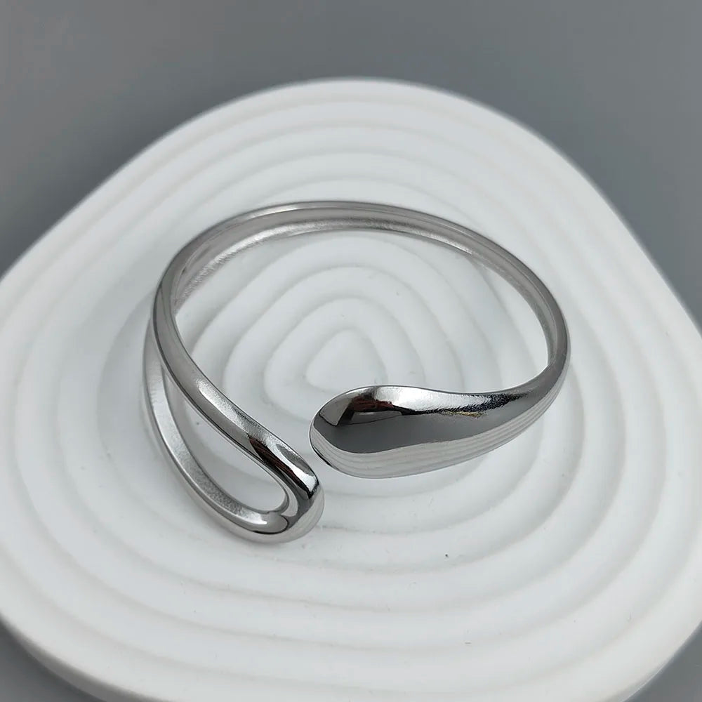 New water drop hollow stainless steel gold plated 18K bracelet, high quality waterproof silver jewelry, gift for couples