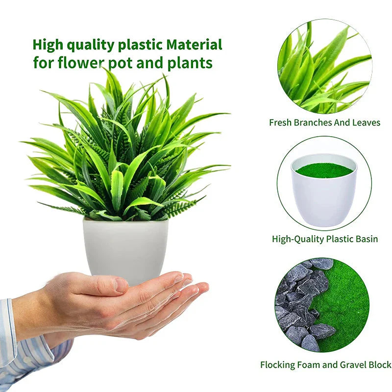 Artificial Plants with Plastic Pots for Home Decor