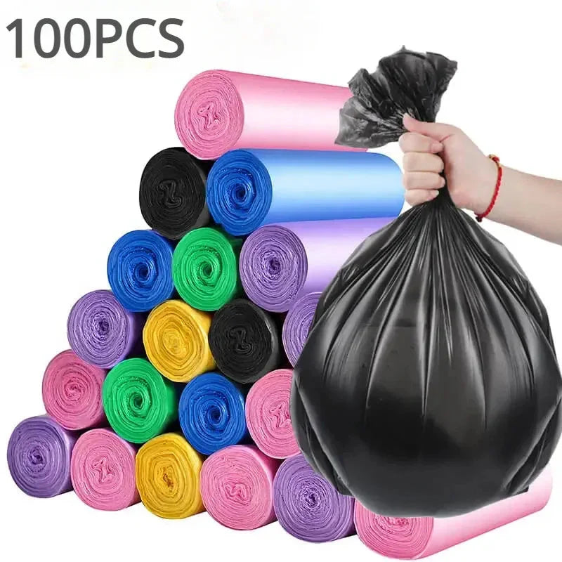 100PCS Mixed Color Garbage Bags – Thick Disposable Trash Can Liners
