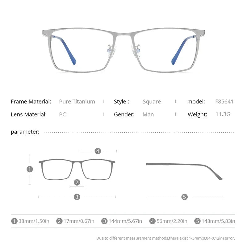 FONEX Titanium Square Glasses – Ultralight Men’s High-End Eyewear