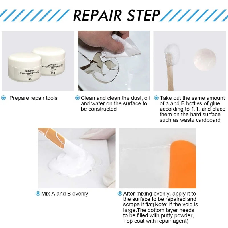 White Porcelain Repair Kit | Ceramic Repair Paste for Tubs, Tiles, Toilets, and Sinks