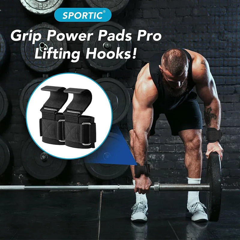 Weight Lifting Hook Grips with Wrist Wraps | Gym Fitness Hand Bar Straps
