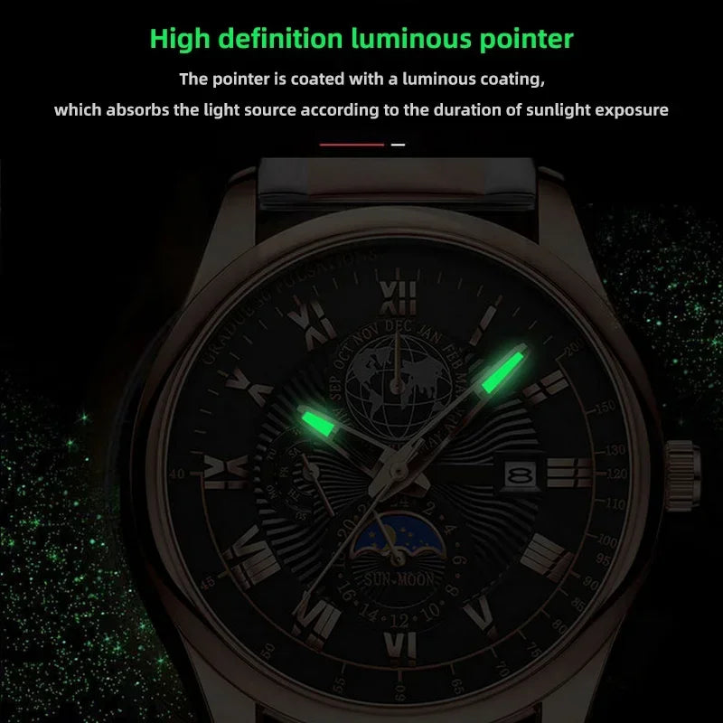 2026 Luxury Men's Sport Watch | Waterproof Luminous Leather Quartz Wristwatch