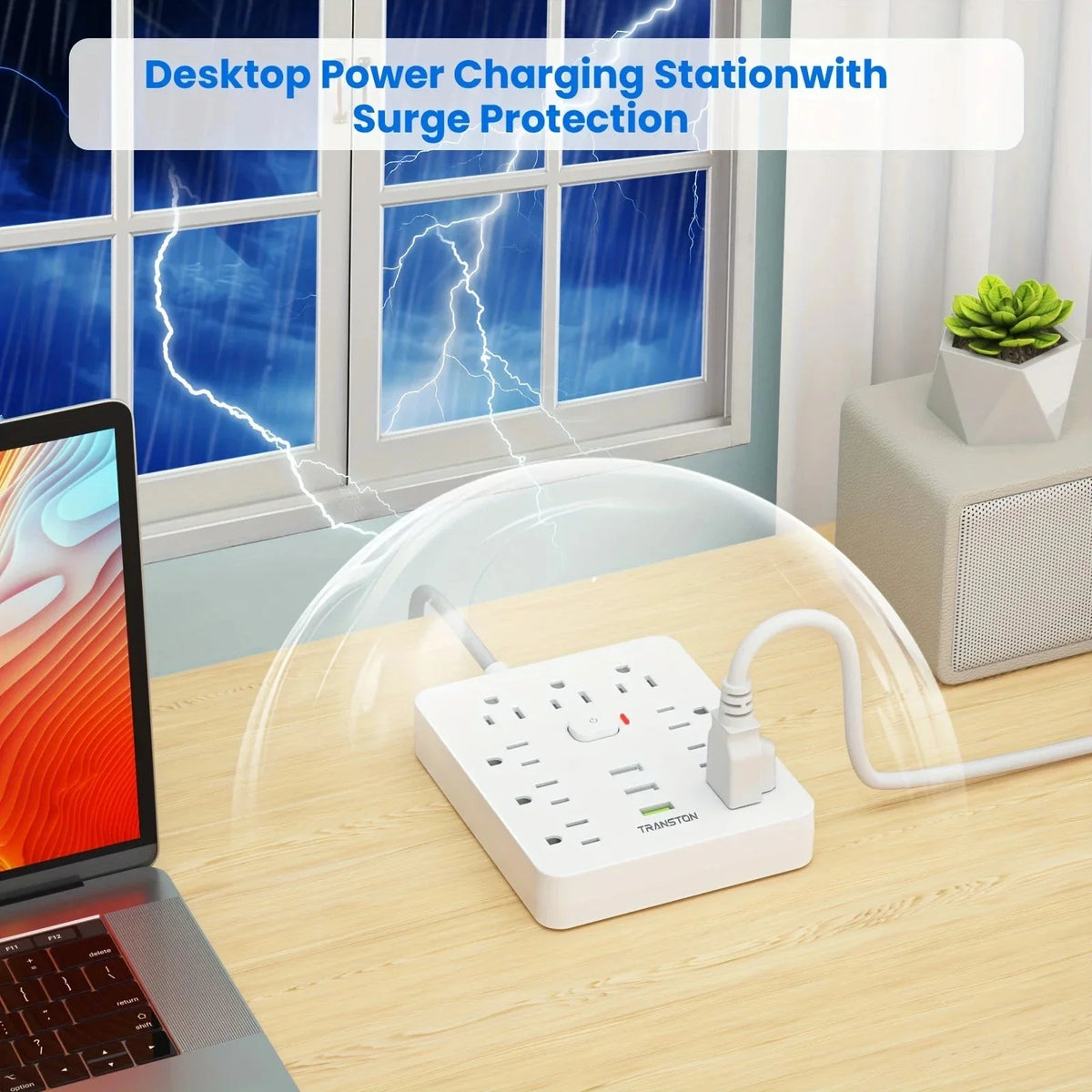 Power Strip with Surge Protector – 9 AC Outlets & 3 USB Ports, 5ft Extension Cord, Quick Charge, UL Certified Power Outlet for Home & Office (White)