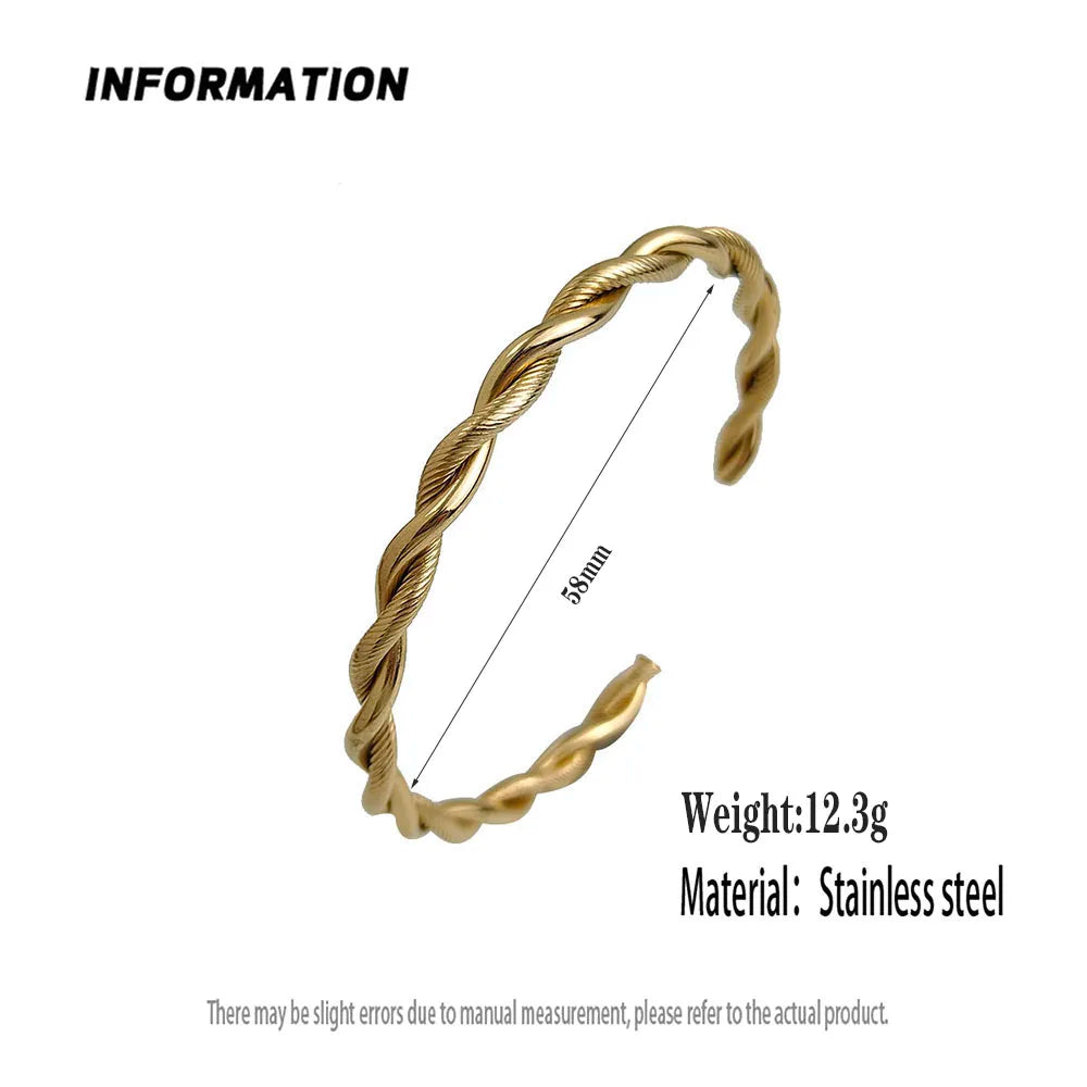 New double-layer wire-wrapped stainless steel gold-plated 18K bracelet, high-quality waterproof silver jewelry, gift for couples