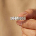 925 Sterling Silver Shiny Inlaid Oval Cubic Zirconia Ring for Women Simple Style Finger Accessories Wedding Party Trendy Jewelry