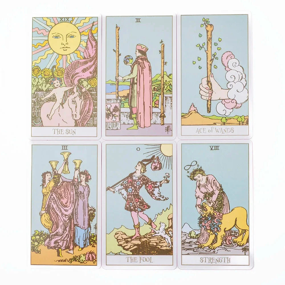 Pink Border Tarot Card Deck – 78pcs English Divination Guidebook