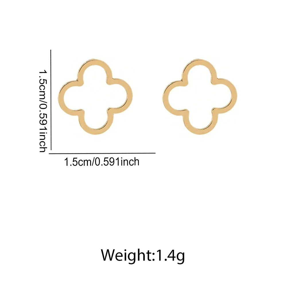 DOTIFI Stainless Steel Creative Hollow Four Plum Blossom Simple Style Four-Leaf Clover Handmade DIY Earrings Jewelry Accessories