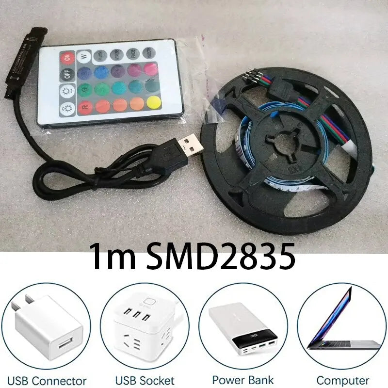 1m USB LED Strip Lights | RGB TV Backlight with Remote