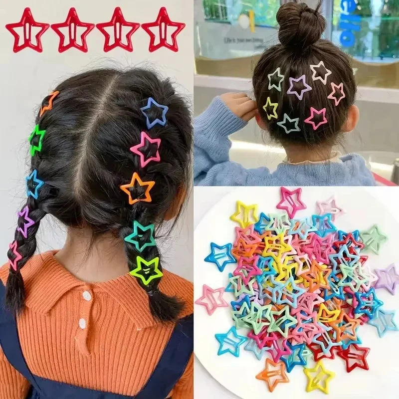 5/30/50/70Pcs/set Mixed load Y2K BB Solid Star Hairclips Colorful Sweet Star Barrettes ersatile Metal Snap Clip Accessories