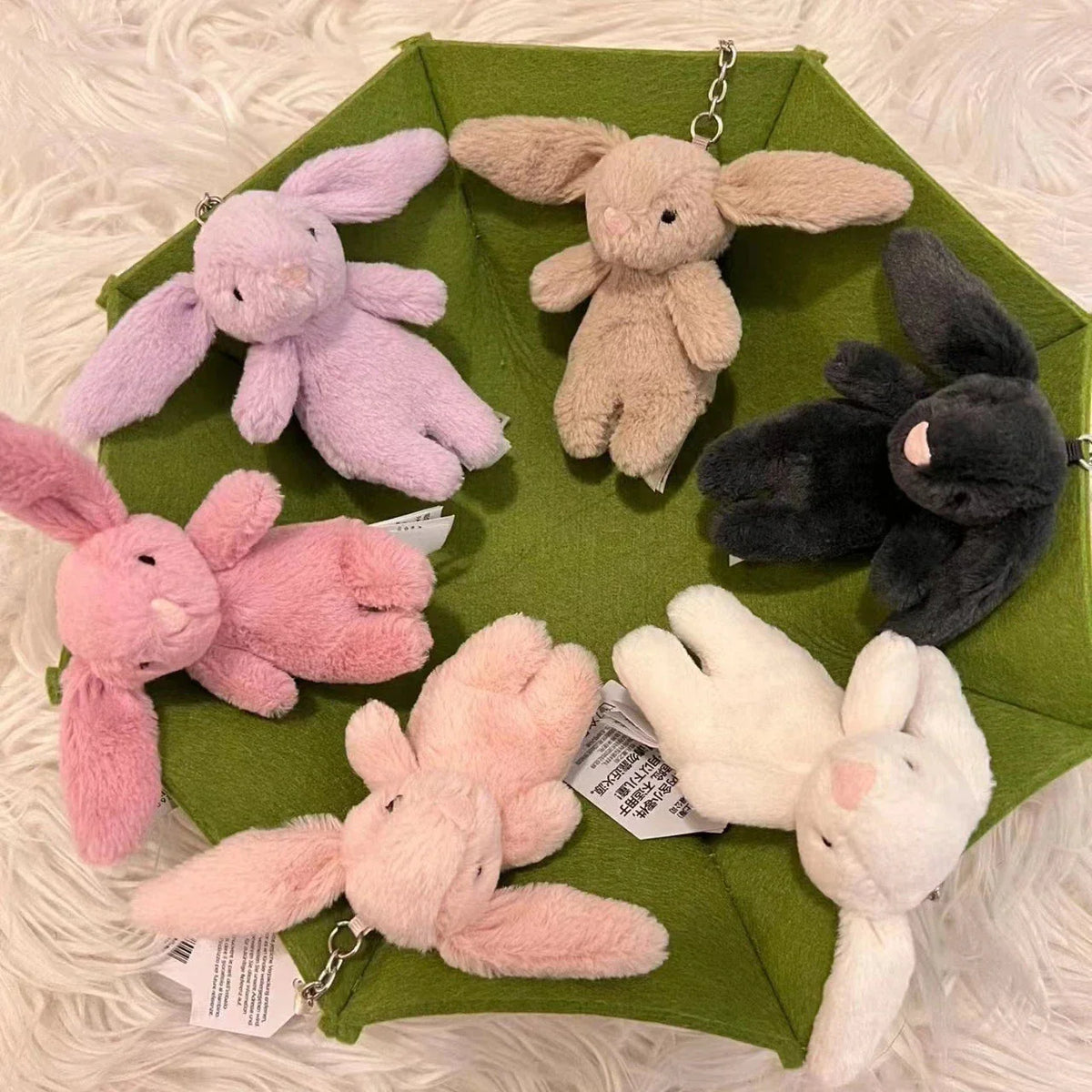 Cute Cartoon Rabbit Plush Keychain – Pompom Bag & Phone Pendant