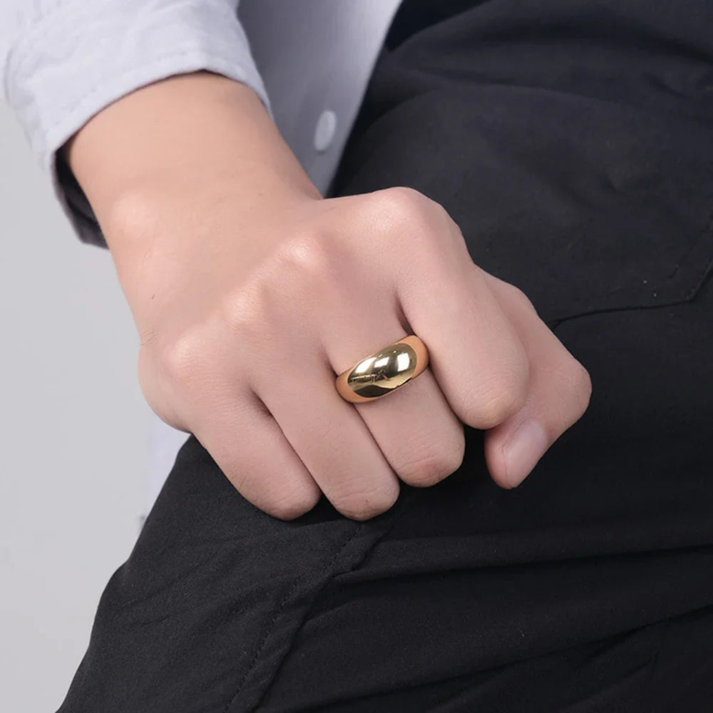 Women's Simple Stainless Steel Ring Wide Gold Color Non-Fading waterproof jewelry for women gift wholesale dropshippin