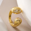 NEWBUY Delicate Gold Color Statement Design CZ Party Rings For Elegan Women Finger Accessories