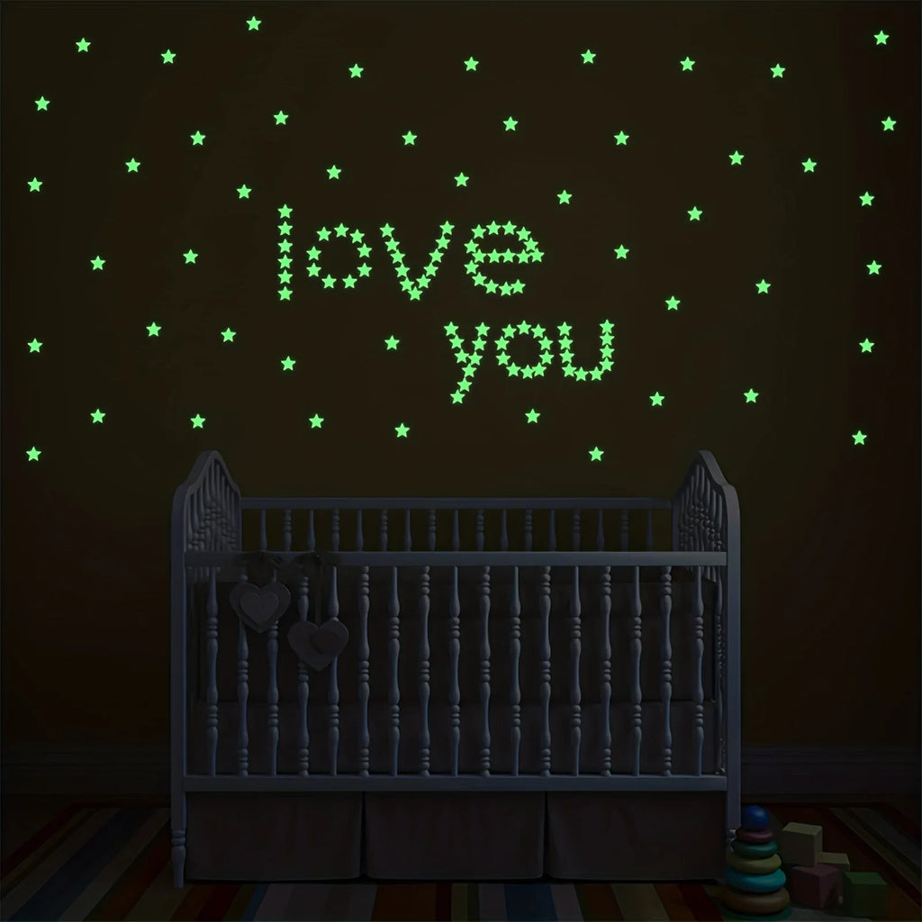 100 Pcs Glow in The Dark Stars and Moon Wall Stickers | 3D Luminous Starry Sky Decor