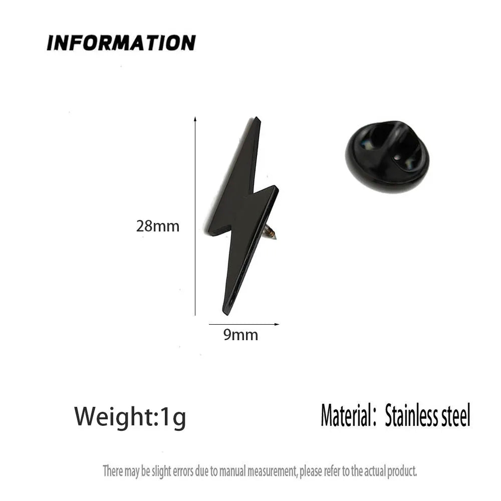 Creative lightning shape stainless steel brooch, waterproof and non-fading badge set, suit lapel pin, wedding party wearing