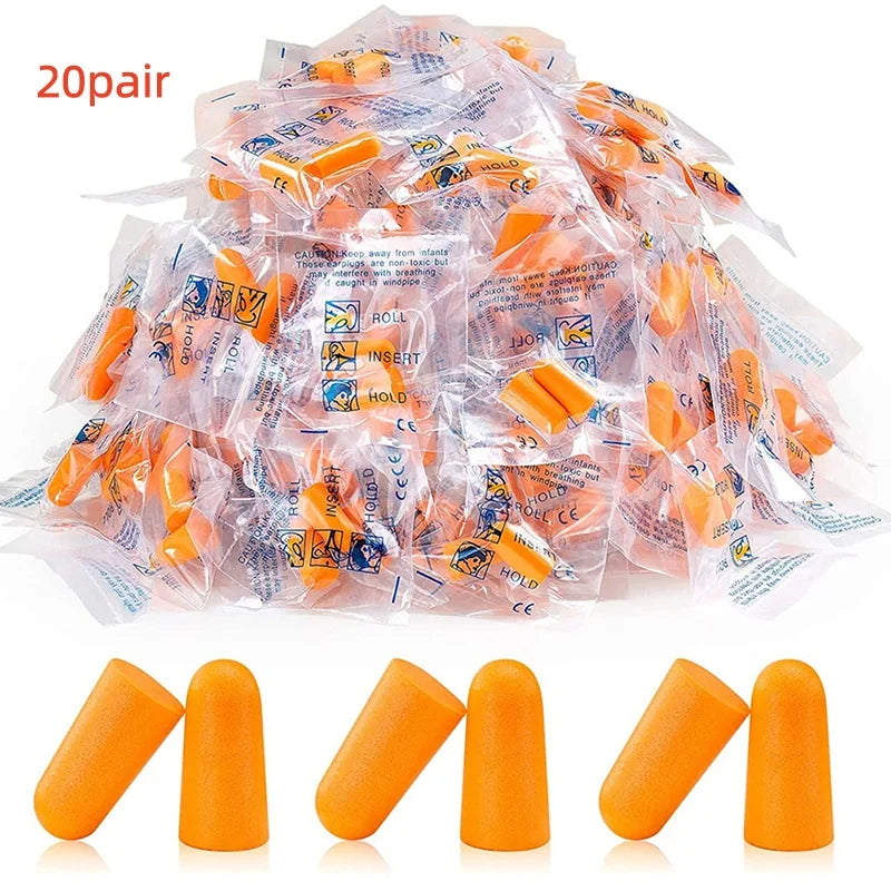 20 Pairs Soft Foam Ear Plugs | Noise Reduction for Sleep and Travel