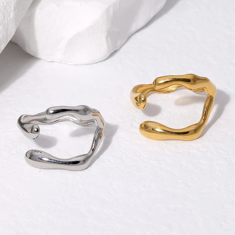 Simple Stainless Steel Adjustable Women's Ring Statement Jewelry for Women Designer Opening Finger Ring Wholesale Dropshipping