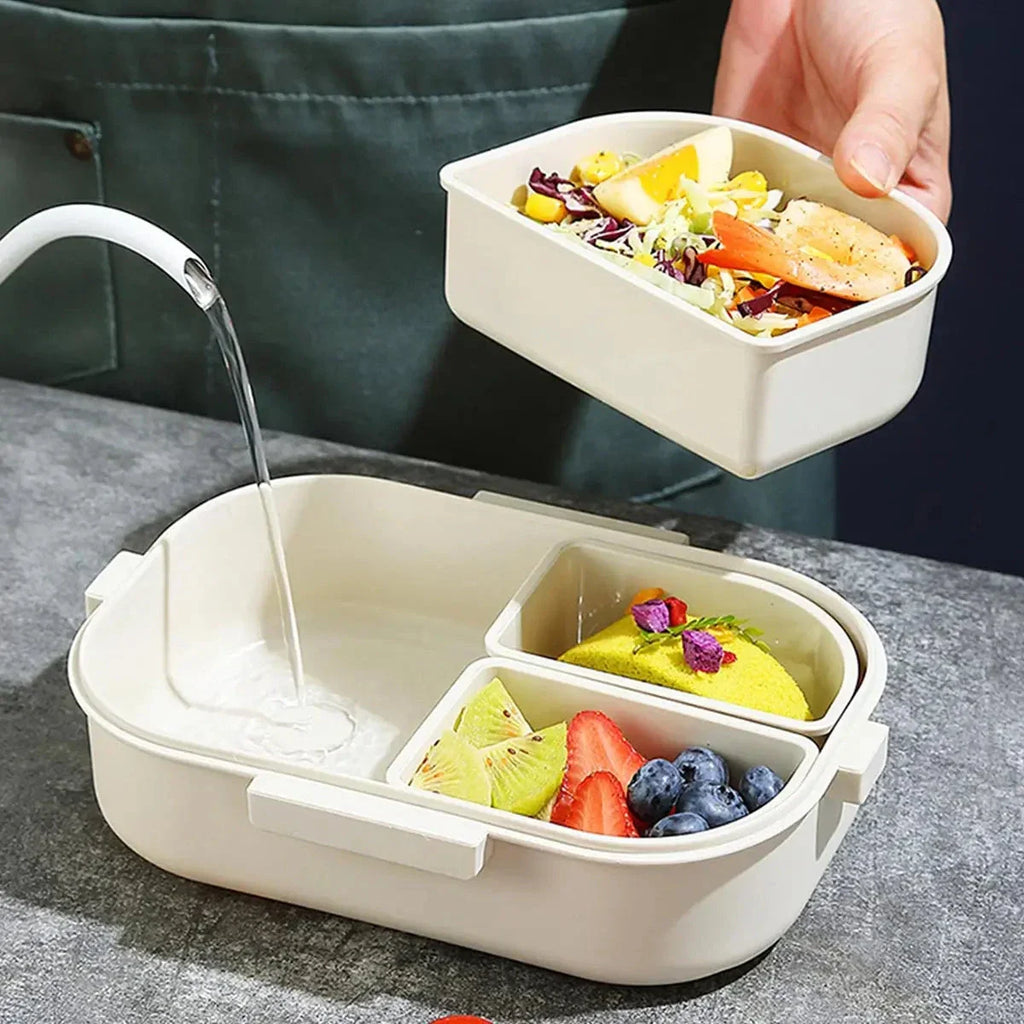 3-Compartment 800ml Lunch Box – Portable Microwaveable Bento Container