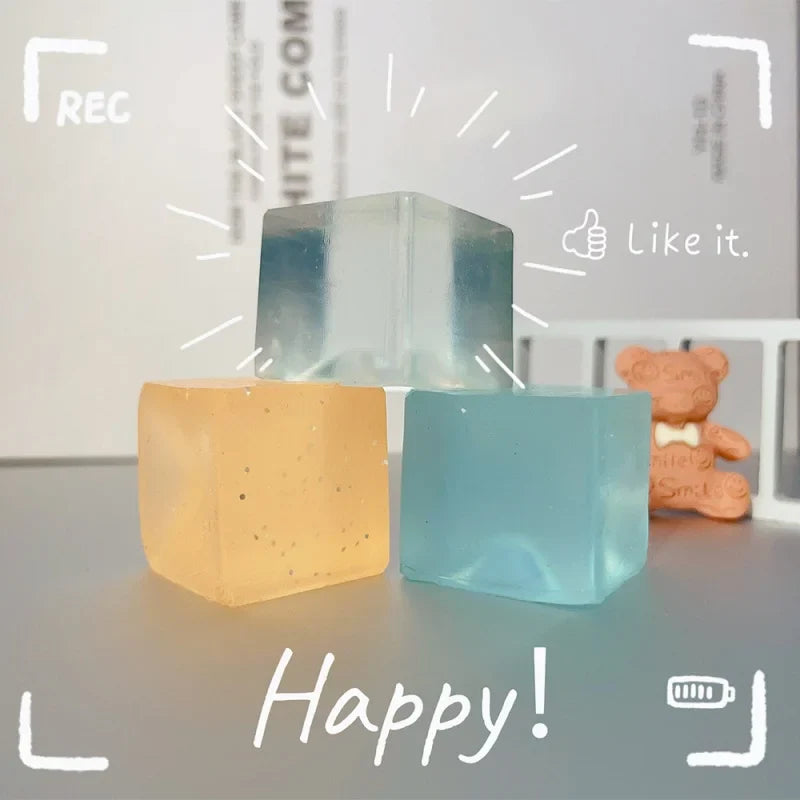 Mini Ice Cube Squishy Toys Set | 15PCS Transparent Stress Relief Squeeze Cubes