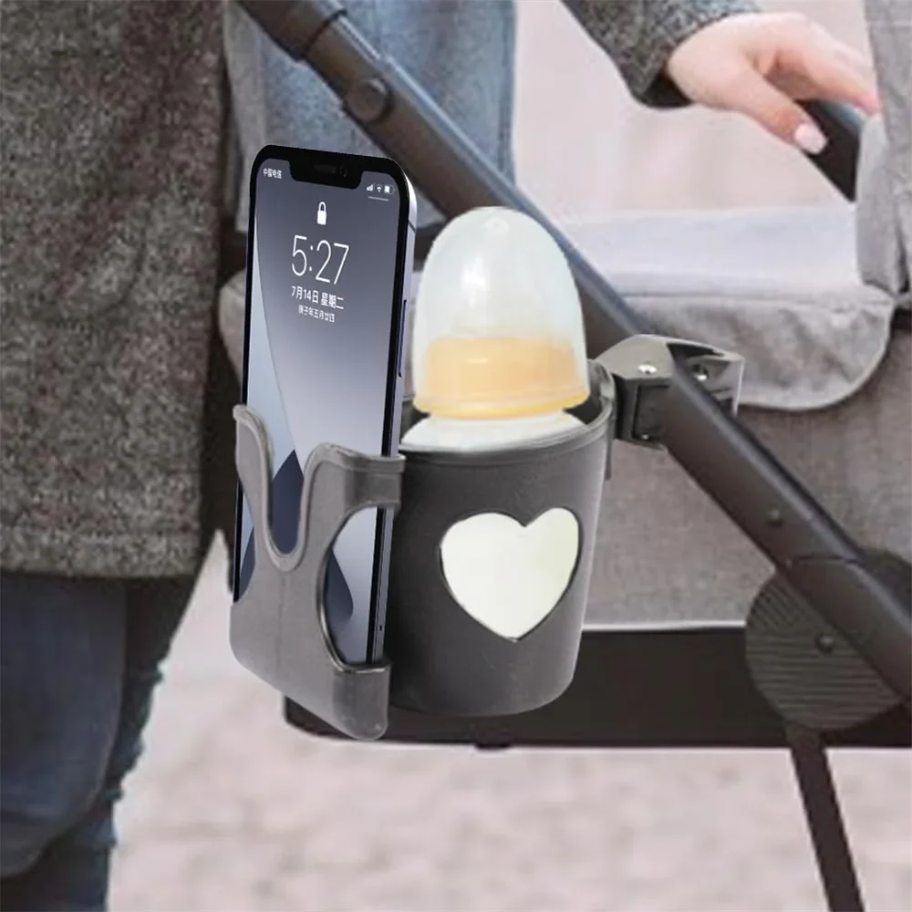 Stroller Cup & Phone Holder 2-in-1 Pram Pushchair Bottle Accessory