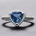 925 Sterling Silver Luxury Dark Blue Zircon Triangle Rings for Women Fashion Classic Engagement Wedding Jewelry Anniversary Gift
