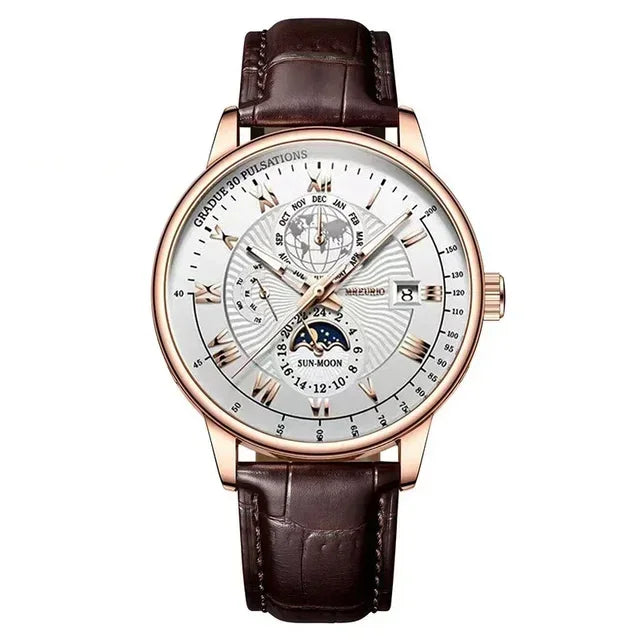 2026 Luxury Men's Sport Watch | Waterproof Luminous Leather Quartz Wristwatch