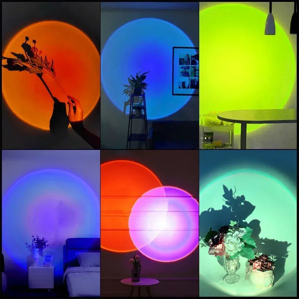 LED USB Sunset Lamp Projector | Home Party Decor Night Atmosphere Light for Bedroom Living Room Wall Photography