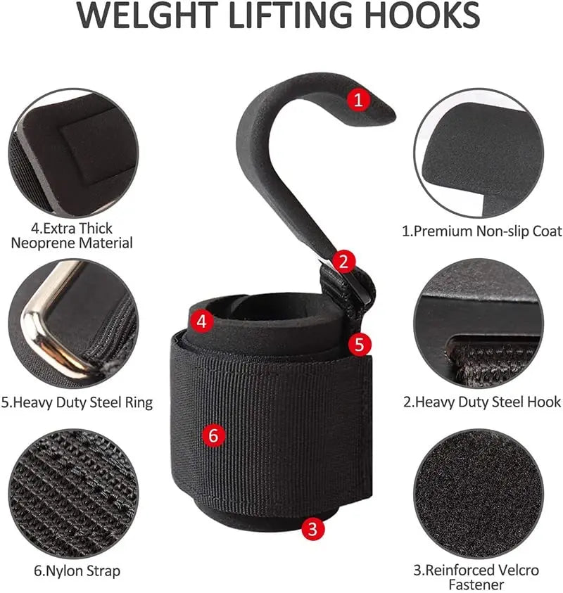 Weight Lifting Hook Grips with Wrist Wraps | Gym Fitness Hand Bar Straps