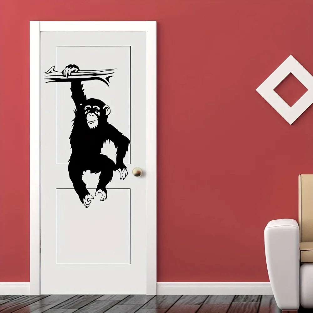 Large Funny Monkey Tree Wall Stickers | Cartoon Jungle Animal Vinyl Decal for Kids Room