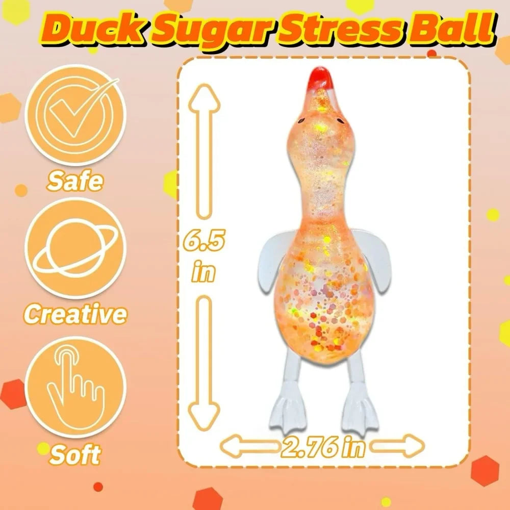 Squishy Glitter Duck Fidget Toy | Stress Relief Sensory Toy for Kids and Adults