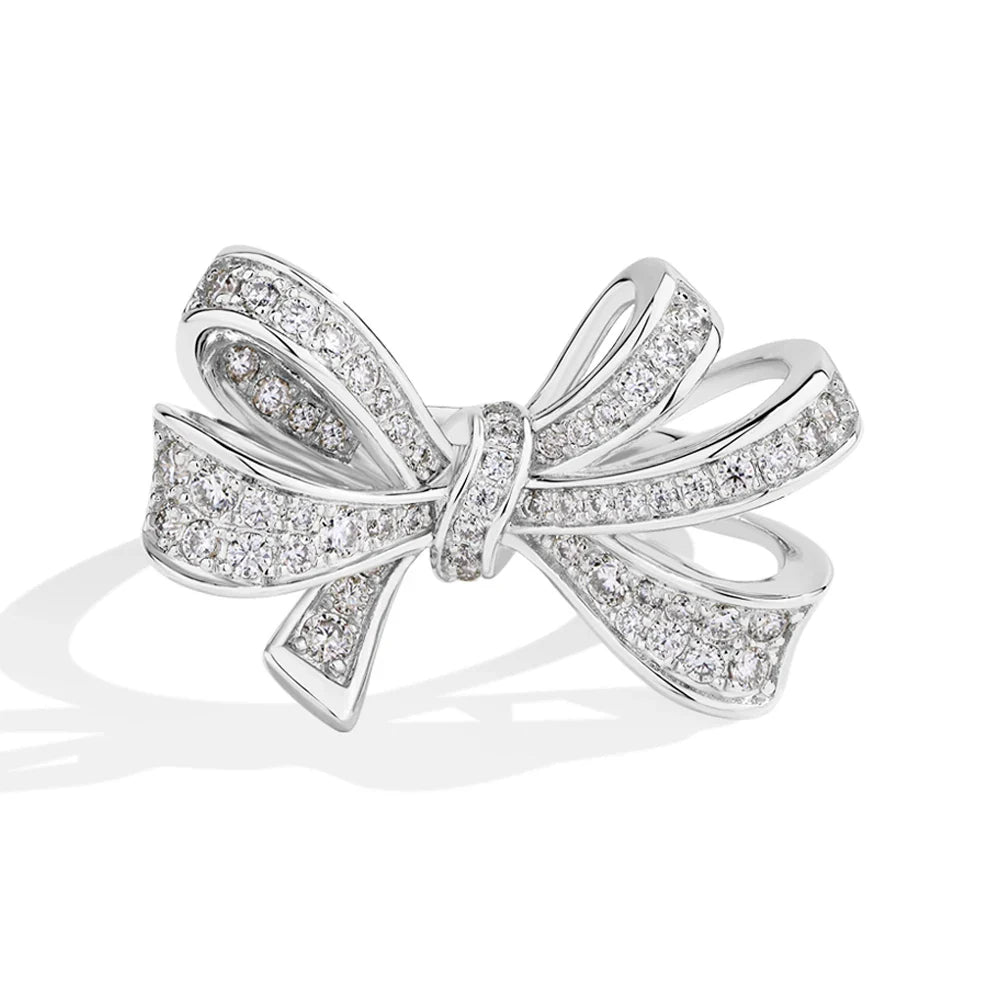 MINTYBOX S925 Sterling Silver Bowknot Lab Moissanite Engagement Ring for Women Luxury Diamond Rings Wedding Fine Jewelry Gift