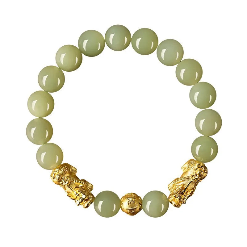 1pcs Chinese Style Hotan Jade Pi Xiu Bracelet Chinese Mythological Element Pixiu Bracelet Seeking Wealth Prayer Accessories