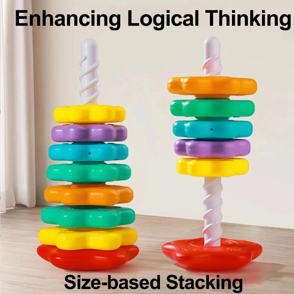 Baby Rotating Rainbow Tower Montessori Stacking Toy