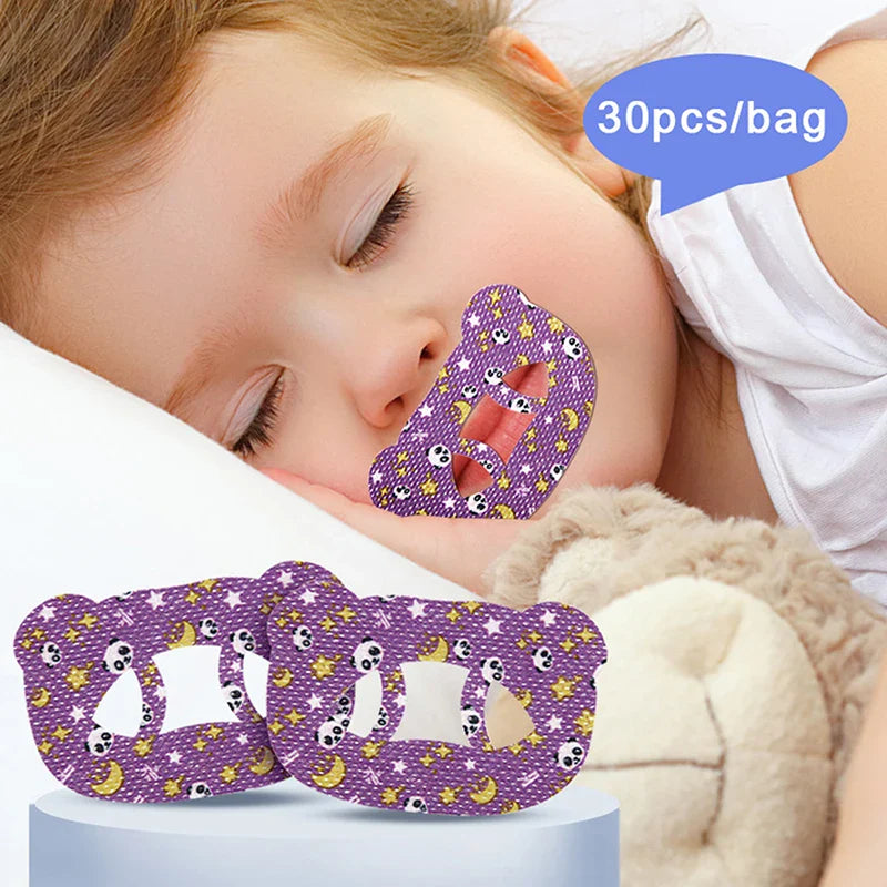 Cartoon Bear Anti-Snoring Mouth Patches for Kids | Safe Nose Breathing Sleep Aid
