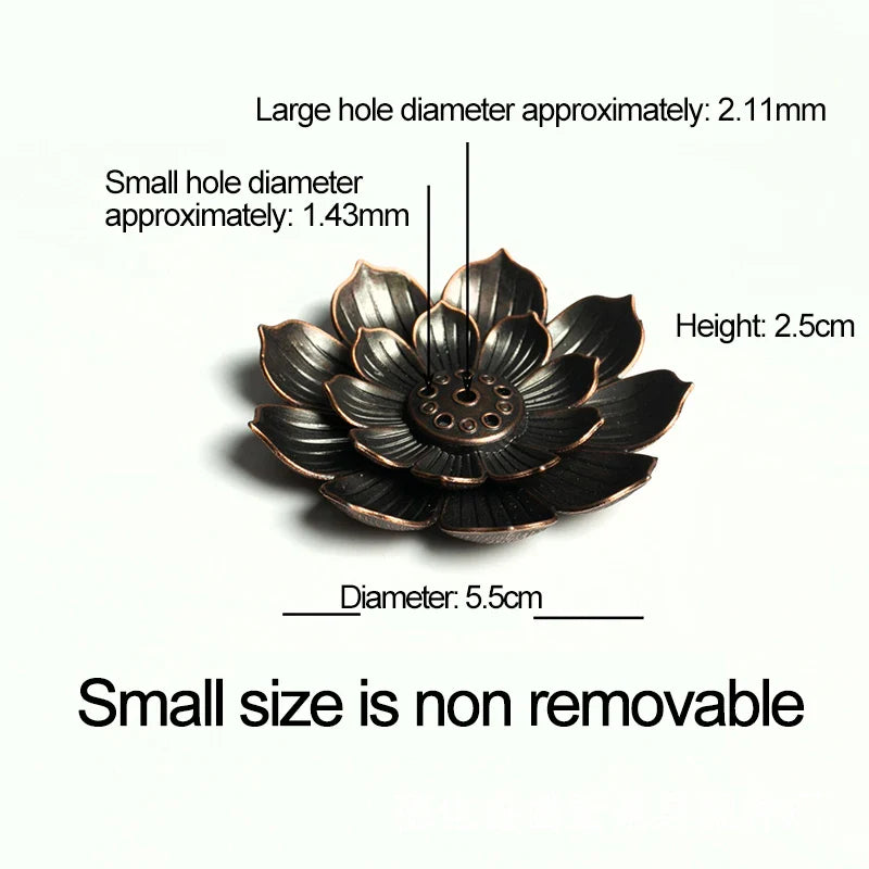 Lotus Flower Incense Burner | Metal Wax Melt Holder for Temple and Home