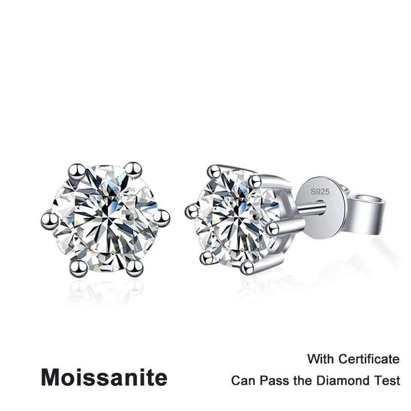 NeeTim 0.1ct-3ct D Color Moissanite Stud Earrings Lab Diamond 925 Sterling Silver with Gold Plated Earring Wedding Party Jewelry