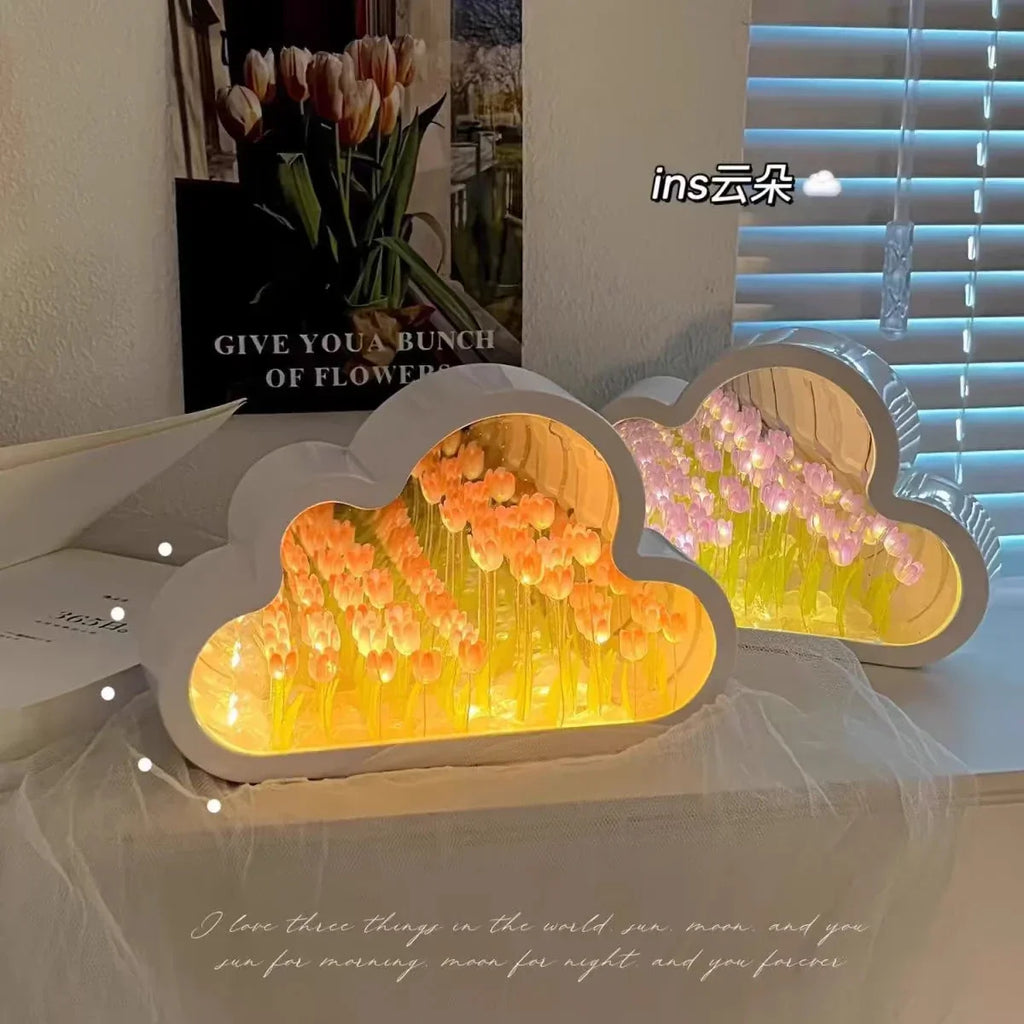 Tulip Cloud Handmade Night Light – Romantic Desktop Atmosphere Lamp