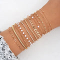 13Pcs/Set Stainless Steel Bracelet for Women, Silver Gold Color Multi Style Combination Chain, Waterproof Exquisite Jewelry Gift