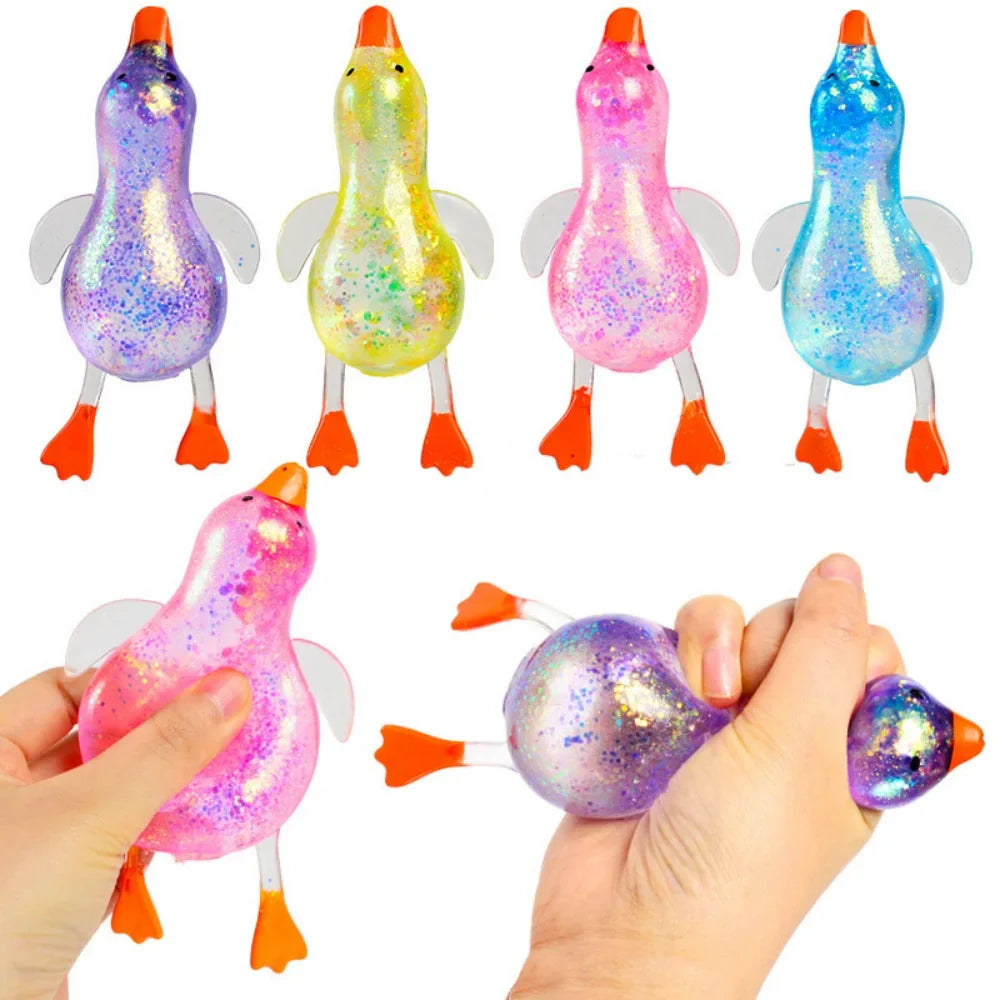Squishy Glitter Duck Fidget Toy | Stress Relief Sensory Toy for Kids and Adults