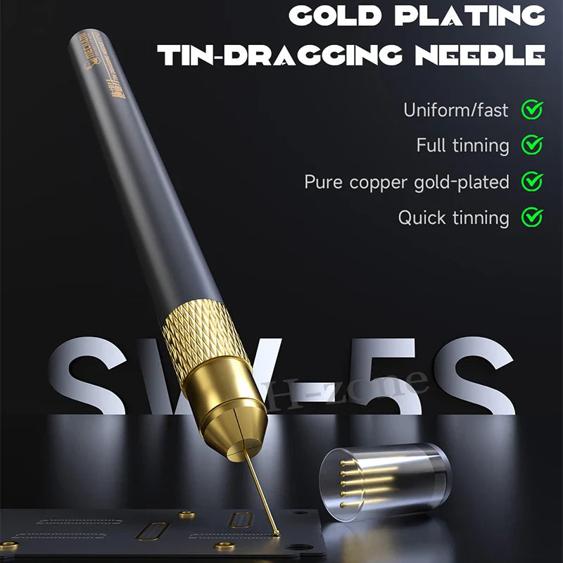 MECHANIC SW-5S Dragging Tin Needle Set | Ultralight Carbon Fiber Holder for FPC Connector Reballing