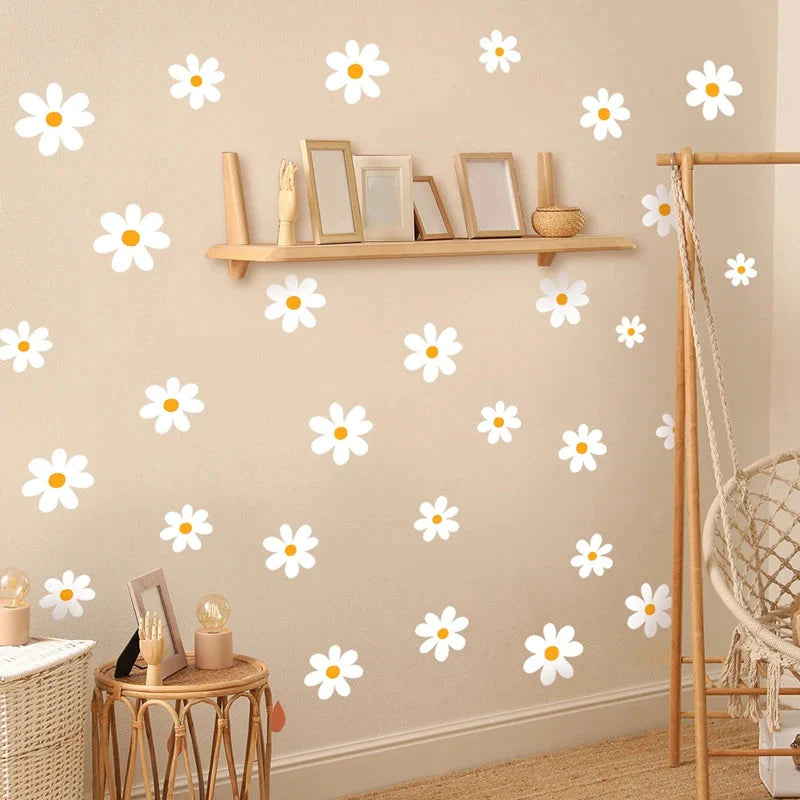 White Daisy Flower Wall Stickers DIY Home Decor