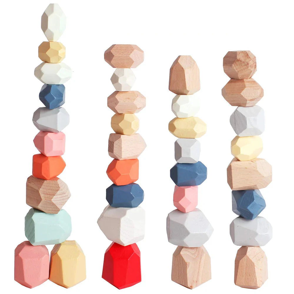 Wooden Sorting Stacking Rocks Montessori Toy