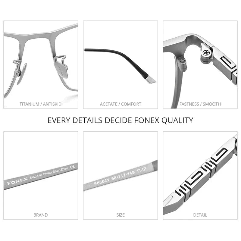 FONEX Titanium Square Glasses – Ultralight Men’s High-End Eyewear