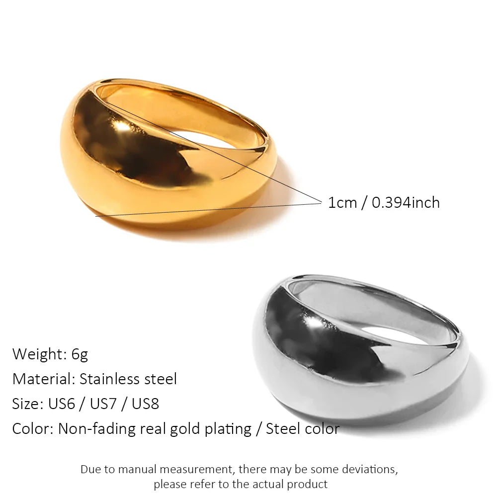 Women's Simple Stainless Steel Ring Wide Gold Color Non-Fading waterproof jewelry for women gift wholesale dropshippin