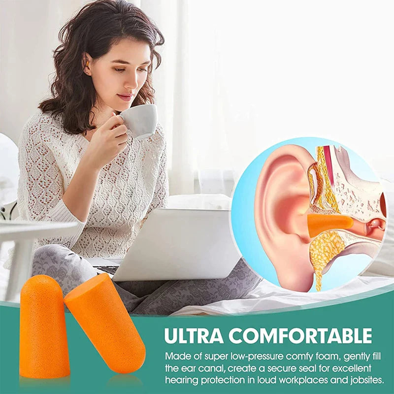 10 Pairs Soft Foam Ear Plugs for Sleeping Travel Noise Reduction | Tapered Comfort Earplugs
