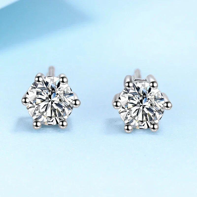 NeeTim 0.1ct-3ct D Color Moissanite Stud Earrings Lab Diamond 925 Sterling Silver with Gold Plated Earring Wedding Party Jewelry