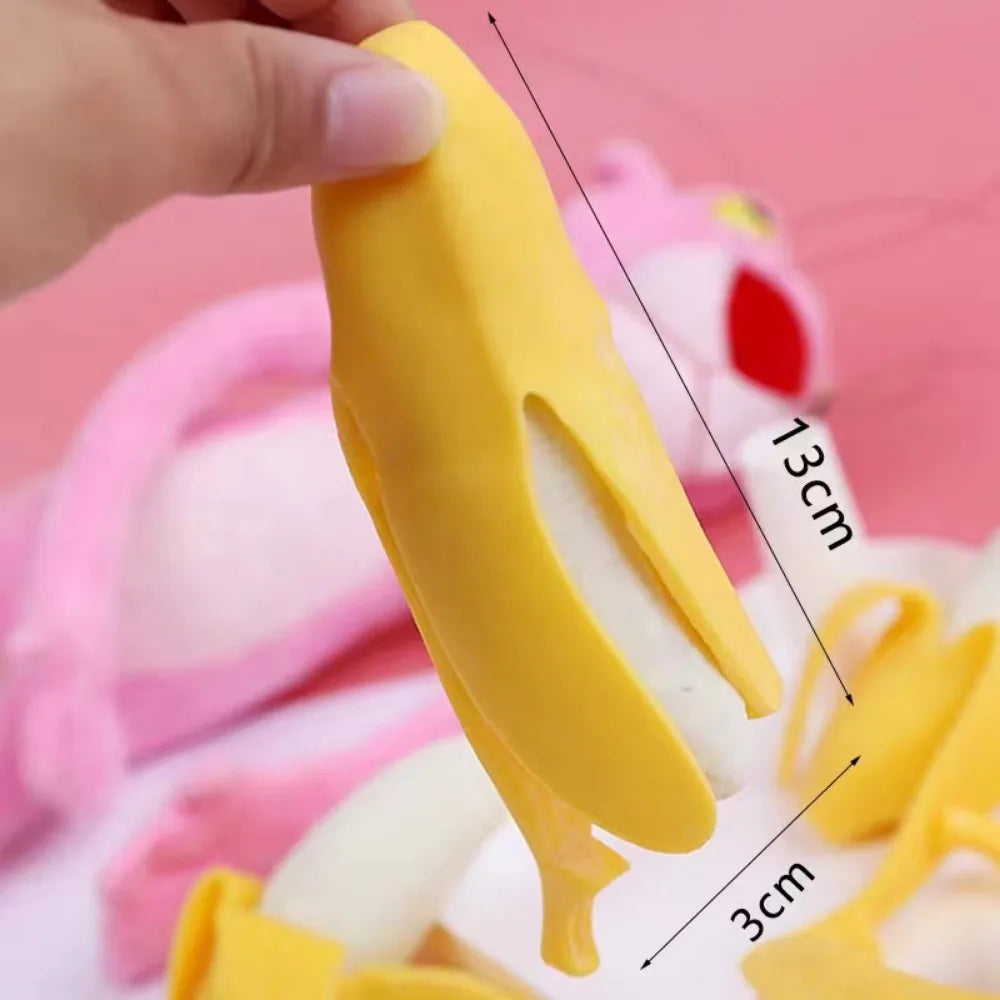Peeled Banana Stress Ball | Cute Fruit Squishy Fidget Toy for Anxiety Relief