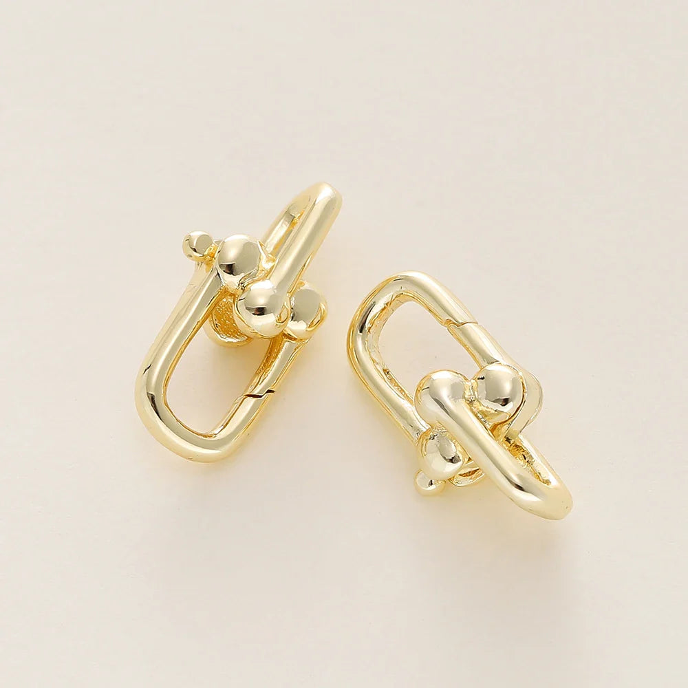 2Pcs/Pack 14/18K Gold Plated Spring Clasps Brass U Shape Lobster Clasp Connector for DIY Jewelry Bracelet Making Accessories