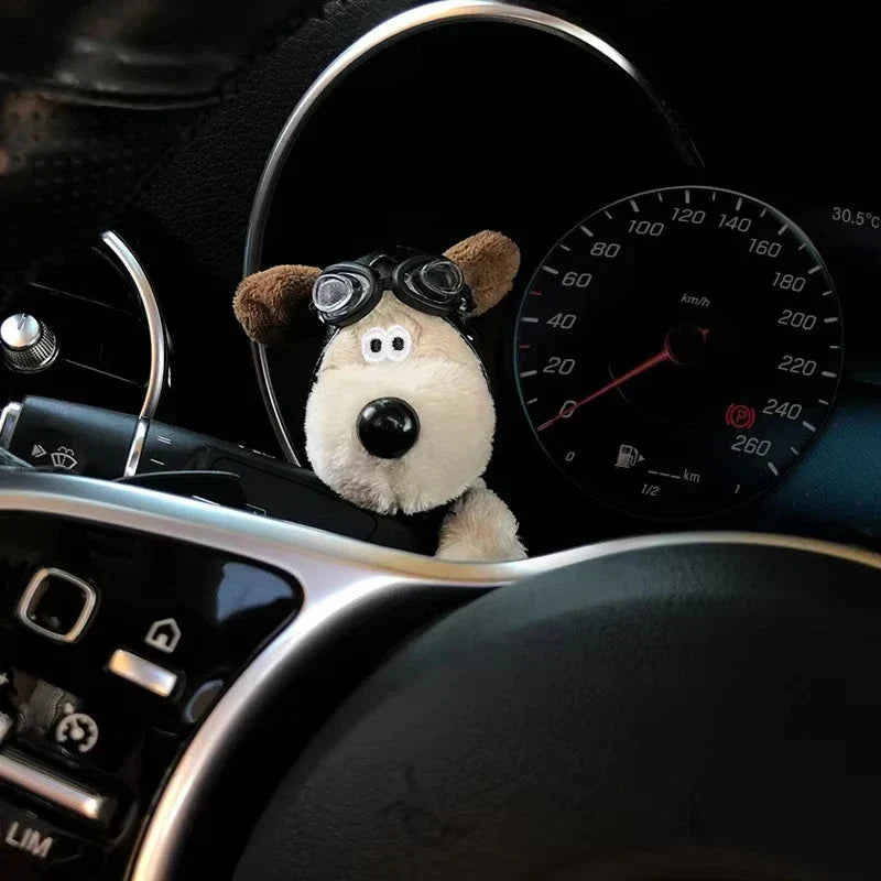 Plush Puppy Car Wiper Decoration - Kawaii Bowknot Dog Ornament for Auto Interior Accessories