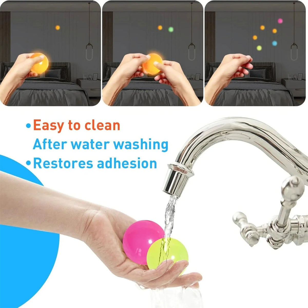 Glow in The Dark Sticky Balls | Squishy Stress Relief Sensory Fidget Toys